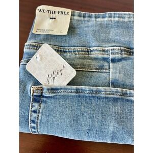 NWT We The Free People Women's Double Dutch Slit Skinny Size L Indigo Pull Up